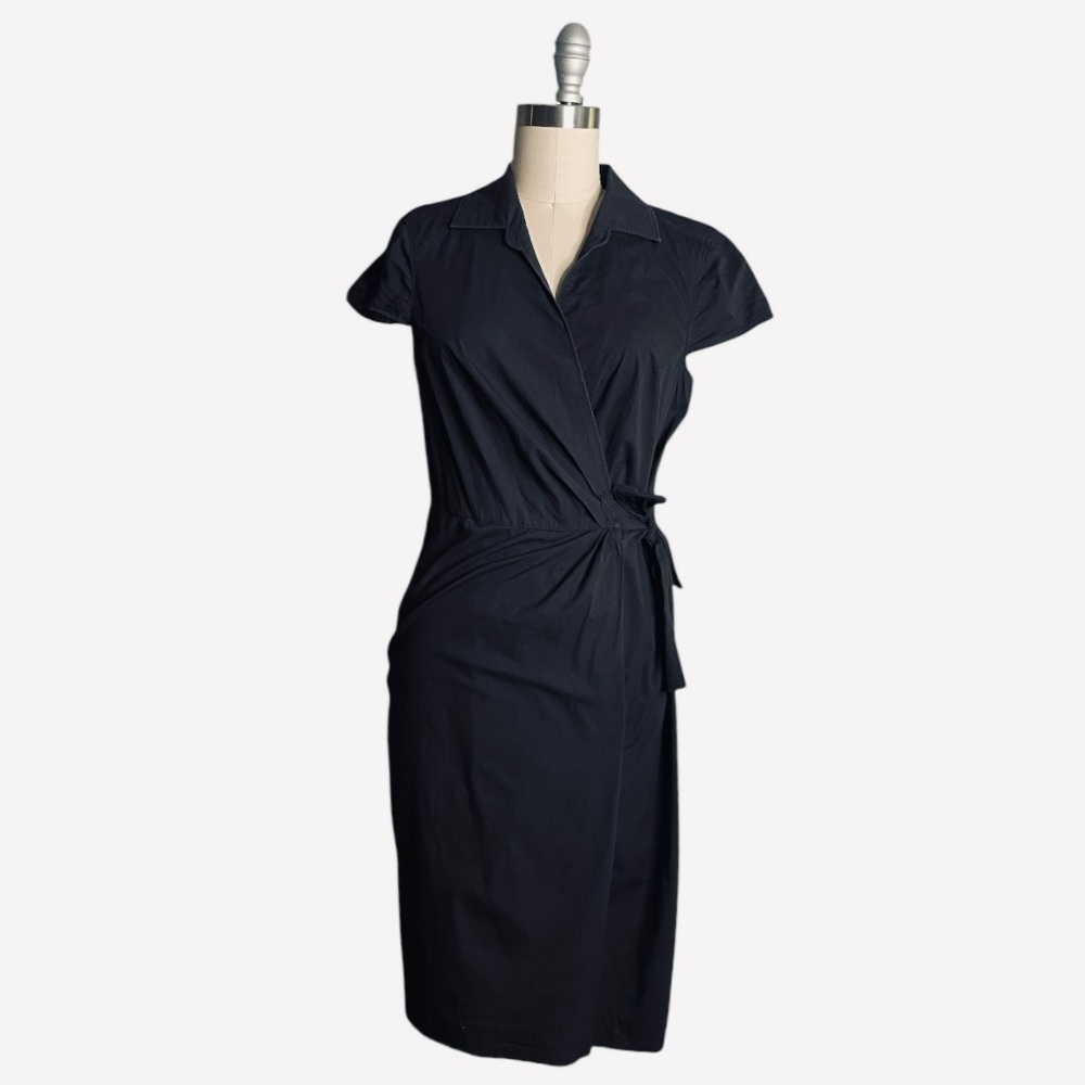 Talbots_Black Wrap-Style Midi Dress w/ Short Sleeves_8